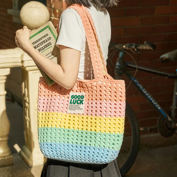 CrochetPark™ Rainbow Waffle Tote crochet kit
